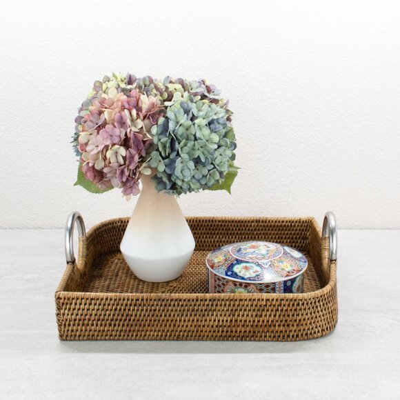 Tight Woven Leaf-Shaped Luxury Rattan Tray-Honey Brown - Picture 3 of 6